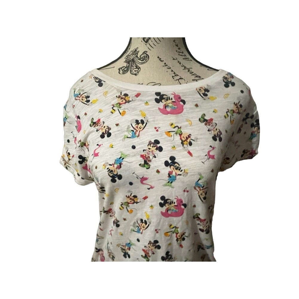 Disney Parks Mickey and Minnie Scoop Neck Shirt Women’s Small Summertime Fun New - Picture 15 of 16